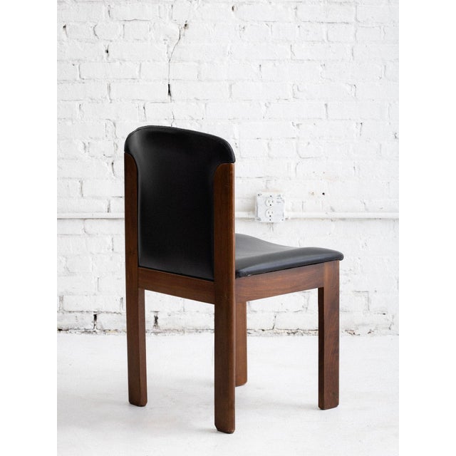 Set of 4 Mid-Century Leather and Walnut Dining Chairs, Silvio Coppola for Bernini For Sale - Image 9 of 18