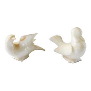 Vintage Carved Alabaster Bird Bookends - a Pair For Sale
