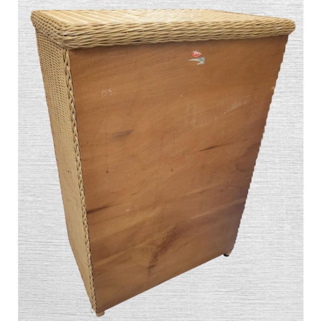 Natural Small Lattice Front Wicker Kitchen Bathroom 3 Shelf 1 Drawer Storage Cabinet For Sale In West Palm - Image 6 of 6