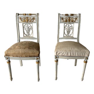 Pair of Antique Neoclassical Painted Side Chairs – Provenance From the Heiress of Macy’s Estate For Sale