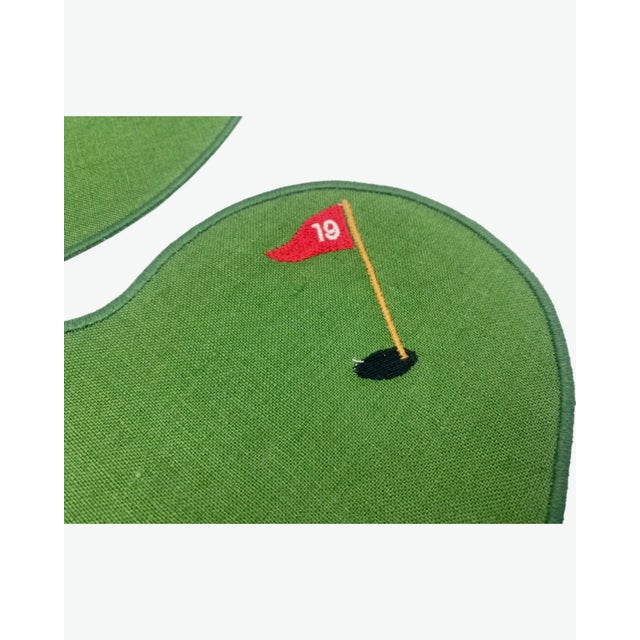 19th Hole Putting Green Linen Cocktail Golf Napkins - Set of 4 For Sale - Image 4 of 9