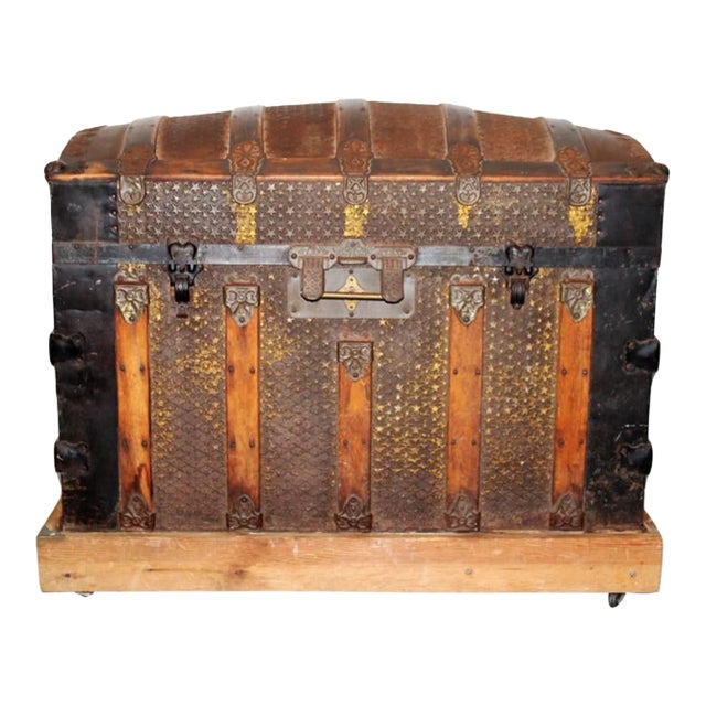 Dome Top Trunk With Embossed Metal Star Design For Sale