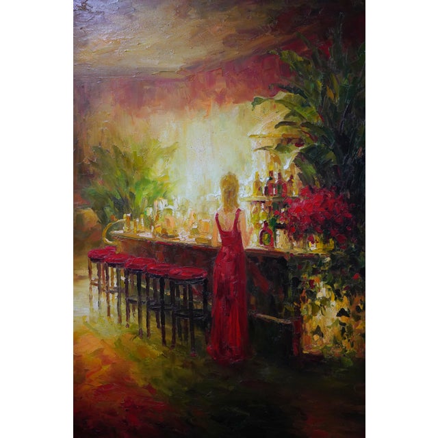 Gold Lin Hongdan Impressionist Oil Painting on Canvas For Sale - Image 8 of 11