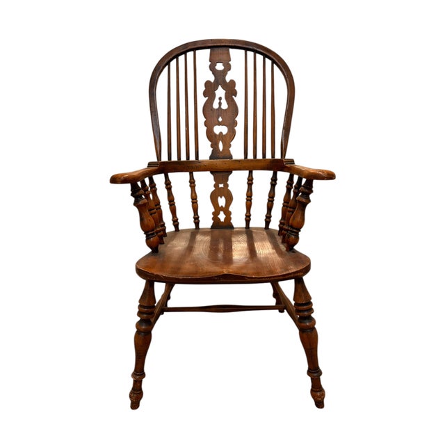 1900 - 1909 Early 20th C Windsor Chair Pair Set of Two Elm Wood England Arms Antique Vintage For Sale - Image 5 of 18