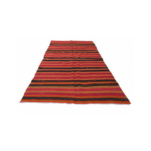 Mid-Century Modern Vintage Striped Turkish Kilim Rug - 5`5" X 10`0" For Sale - Image 3 of 6