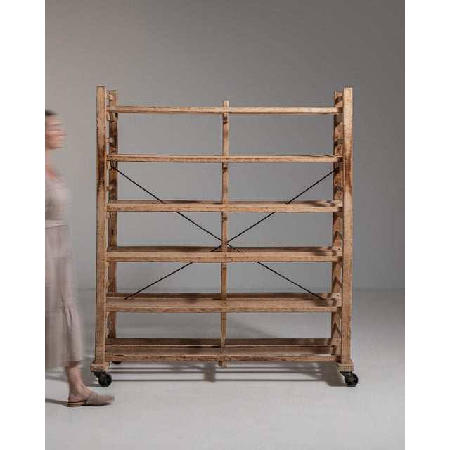 Mid 20th Century France Red Wood Bookcase For Sale - Image 4 of 10