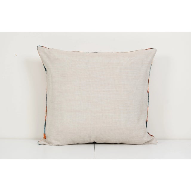 Red Silk Ikat Velvet Pillow Cover 22" X 22" For Sale - Image 4 of 5