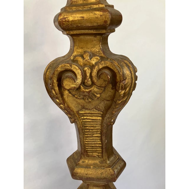 Late 19th Century Italian Carved Wooden Gilt Gold Torchiere Floor Candle Stick For Sale - Image 12 of 12