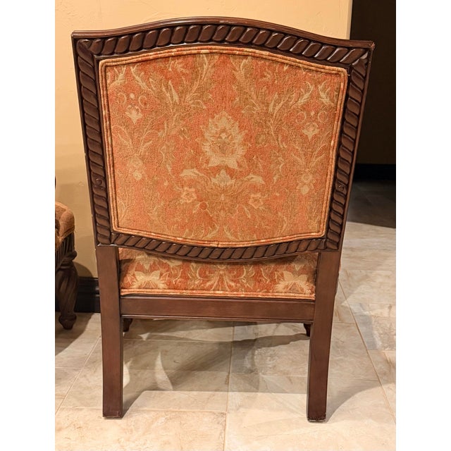 Bernhardt Rope-Carved Upholstered Armchairs – A Pair For Sale In Oklahoma City - Image 6 of 7