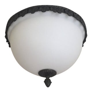 Phoenix Day Custom Bronze + Frosted Glass Dome Ceiling Fixture For Sale