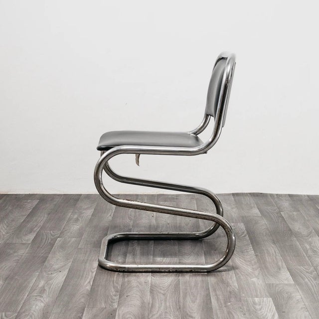 Metal Chromed Steel Cantilever Chairs, 1980s, Set of 4 For Sale - Image 7 of 13