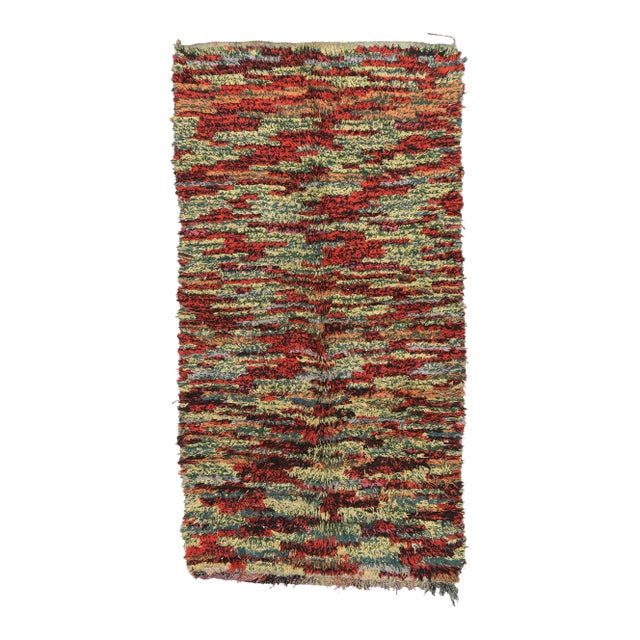 Vintage Boujad Moroccan Rag Rug, 04'10 X 09'00 For Sale