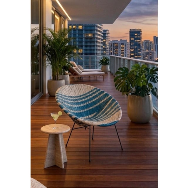 1960s Space Age Bali Pop Art Armchair in Woven Vinyl | Mid-Century Modern For Sale - Image 10 of 11