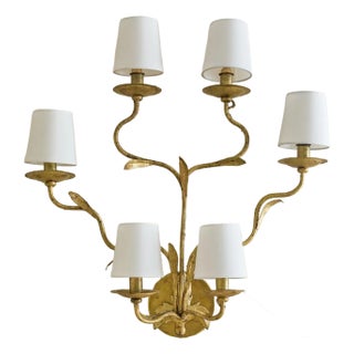 Italian Gilt Leaf Wall Sconce, 1960s - 1 Available For Sale