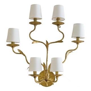 Italian Gilt Leaf Wall Sconce, 1960s - 2 Available For Sale