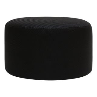 Vintage Circular Pouf in Black Braided Lambskin by LA Design, 2010s For Sale