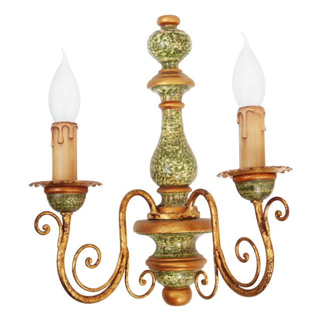 Florentine Hollywood Regency 2-Light Wall Lamp, Italy, 1970s For Sale