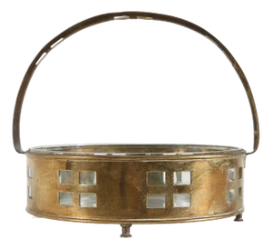 Art Deco Austrian Fruit Basket in Copper and Glass, 1920