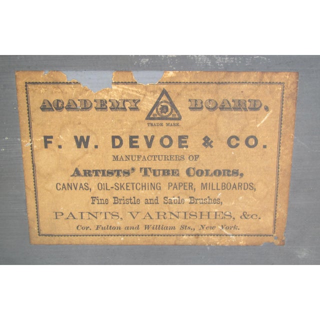 Antique White 1930s Girl in Blue Dress Oil Painting For Sale - Image 8 of 10