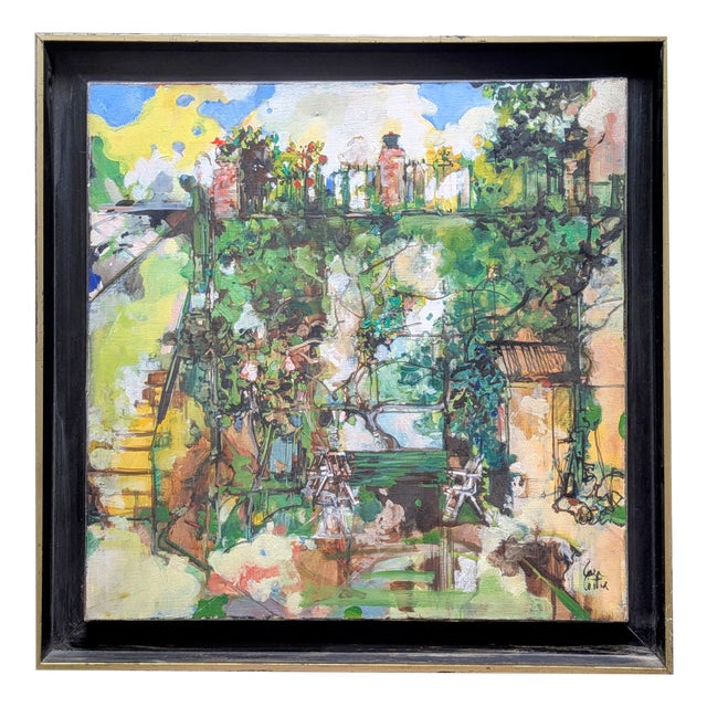 Philippe Cara-Costea, View from the Courtyard, 1974, Oil on Canvas For Sale