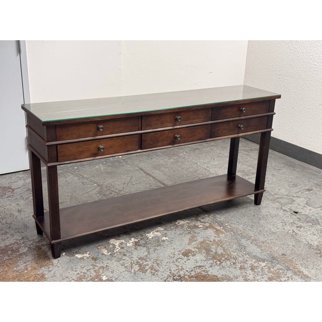 2010s Bassett Furniture Six Drawer Console Table For Sale - Image 5 of 12