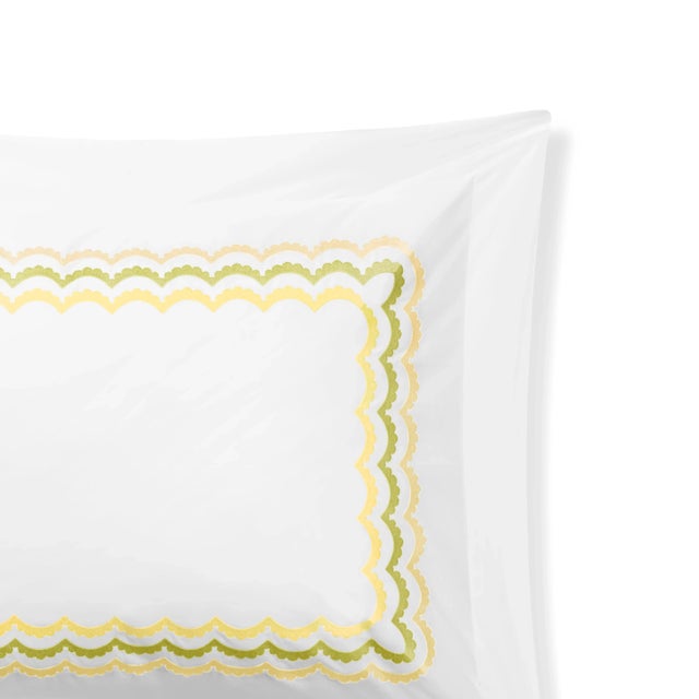Not Yet Made - Made To Order Celerie Kemble + Hamburg House Whimsical Lemon Scallop Cal. King Duvet Set - 3 Pieces For Sale - Image 5 of 5