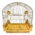 Vintage 1950s Hollywood Regency Gold Metal Bird Cage With Floral Accents For Sale