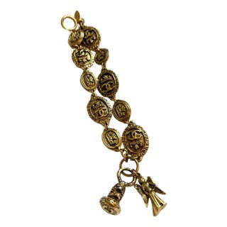 24k Gold Plated Rare 1990s Chanel Charm Bracelet For Sale