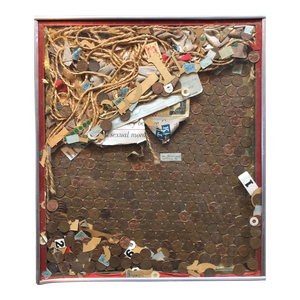 William R. Christopher, Assemblage Collage Painting/Sculpture with Pennies and Scrap Civil Rights Artist, 1963