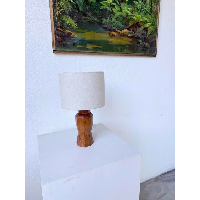 Brown Brutalist Walnut Table Lamp, 1950s For Sale - Image 8 of 18