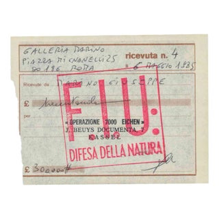 Joseph Beuys, Operazione 7000 Eichen, Original Receipt, 1985 For Sale