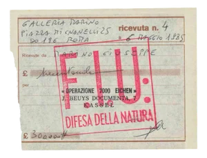 Joseph Beuys, Operazione 7000 Eichen, Original Receipt, 1985