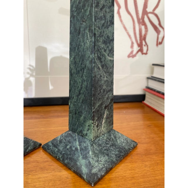 Green Marble Candle Holders a Pair Chairish