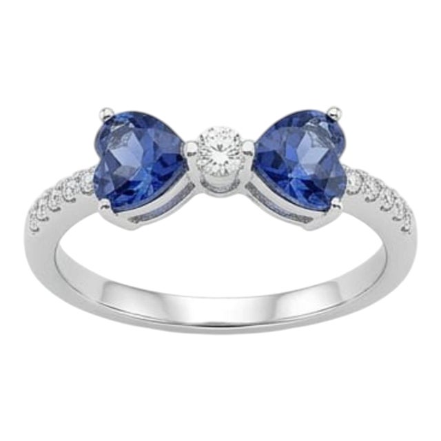 Natural 18k Gold Blue Sapphire Halo Ring With Diamonds, 1.37ct For Sale