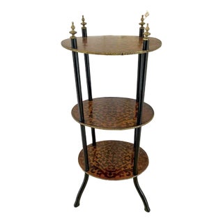 Victorian Three Tier Oval Inlaid Stand Display Shelves, 1860s For Sale