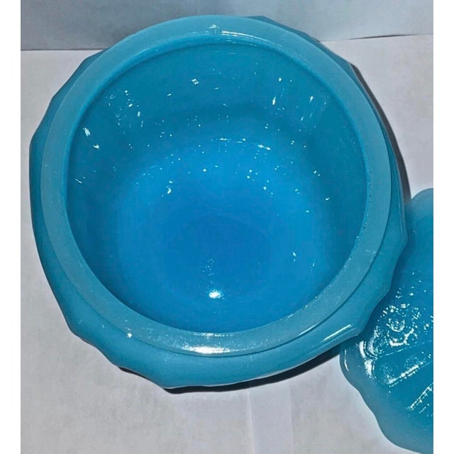 Baby Blue Rare Baby Blue Mayfair Open Rose Depression Glass Cookie Jar For Sale - Image 8 of 12