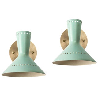 1960s Italian Perforated Double-Cone Sconces in the Manner of Arteluce - a Pair For Sale