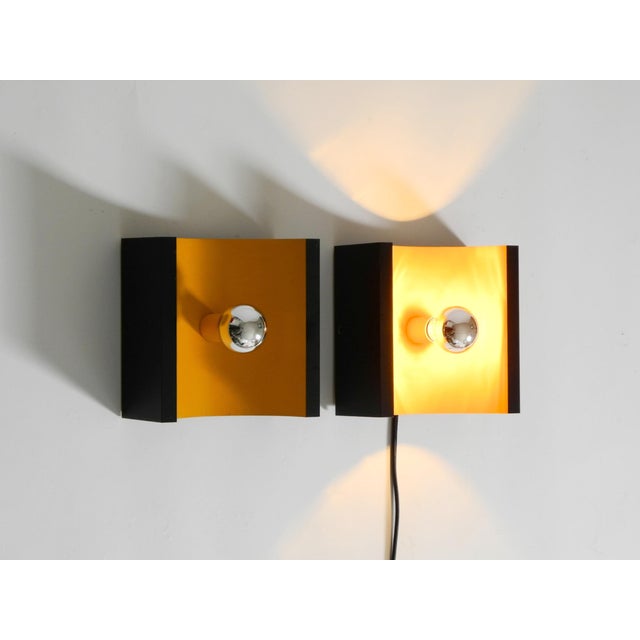 Space Age Metal Wall Lamps in Yellow and Black by Klaus Hempel for Kaiser Leuchten, 1960s, Set of 2 For Sale - Image 6 of 18