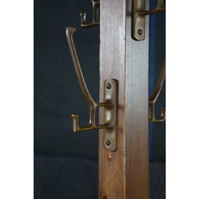 Antique b.l. Marble Chair Co Mission Arts & Crafts Oak Coat Hat Hall Tree 73" For Sale - Image 9 of 17
