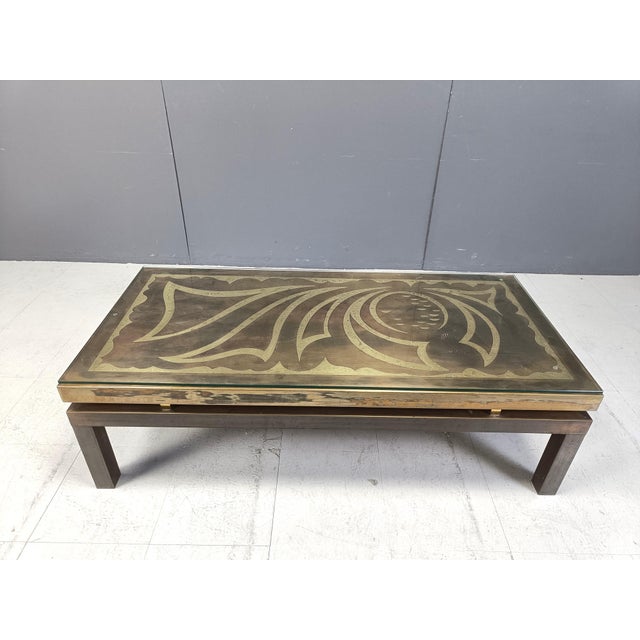 Vintage Etched Brass Coffee Table by Willy Daro, 1970s For Sale - Image 6 of 10