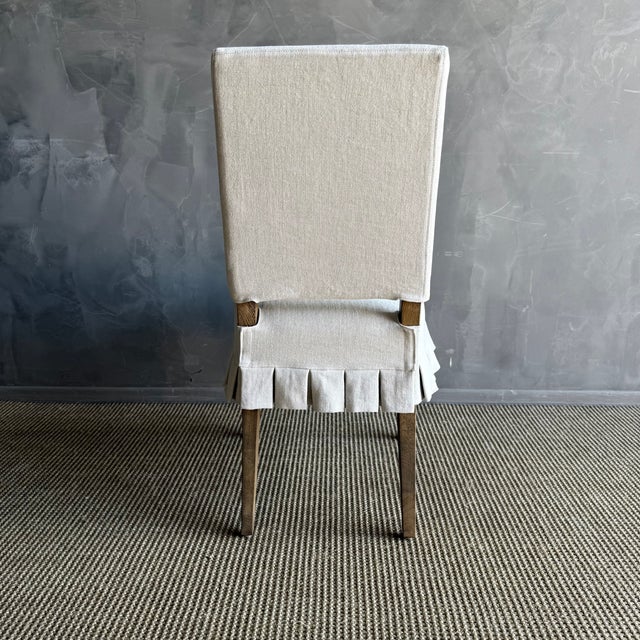 Reese Slip Covered Dining Chair in Belgian Linen Flax For Sale - Image 4 of 8