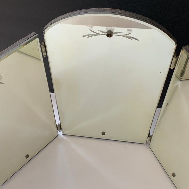 Antique Art Nouveau Trifold Etched Vanity Mirror Chairish