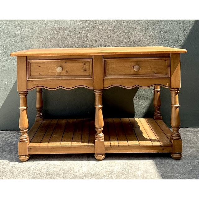 Farmhouse Vintage Knotty Pine Plank Center Island For Sale - Image 3 of 12