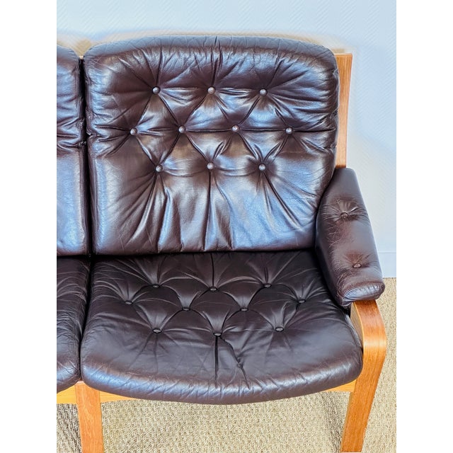 Vintage Scandinavian Teak and Leather Bench, 1960 For Sale - Image 11 of 17