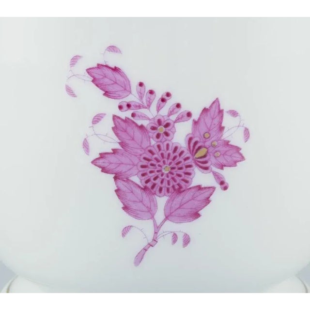 Apponyi Flowerpot with Purple Floral Motifs from Herend, Hungary, 1970s For Sale - Image 3 of 6