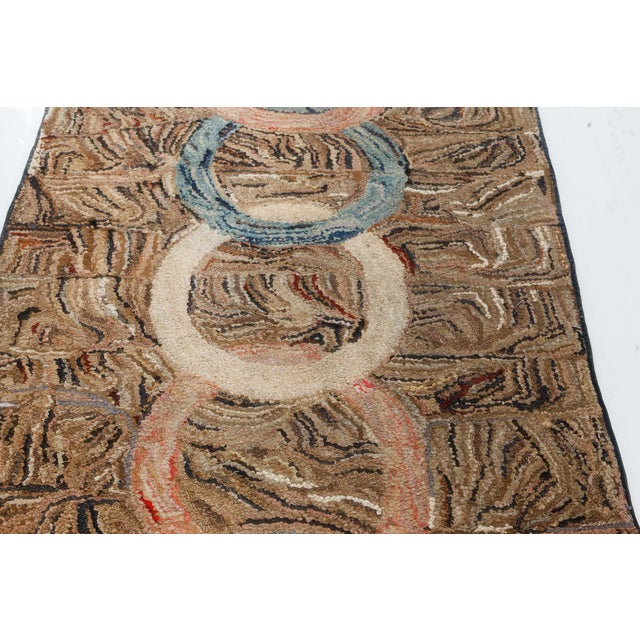 Doris Leslie Blau American Hooked Vintage Abstract Warm Tan Hand-Knotted Runner For Sale - Image 4 of 9