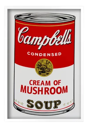Sunday B. Morning after Andy Warhol, Campbells Cream of Mushroom Soup, Silkscreen Print, Framed