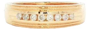 Late 20th Century Tapered Channel Set Diamond 14k Yellow Gold Band Ring, Size 8