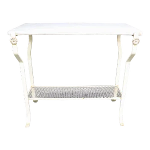 French Marble & Wrought Iron Console