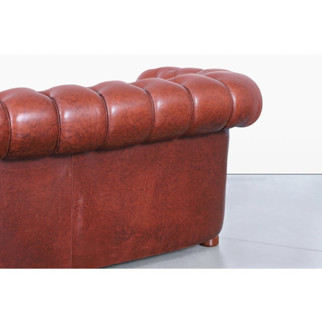 Vintage Tufted Leather Chesterfield Loveseat For Sale - Image 10 of 10